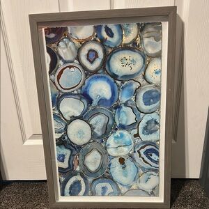 Framed Blue Agate Slice Wall Art
